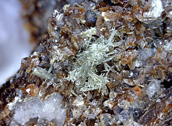 Synchesite, Pink Albite, Elpidite and Rhodochrosite, Poudrette Quarry, Mont Saint-Hilaire, Rouville RCM, Montérégie, Québec, Canada