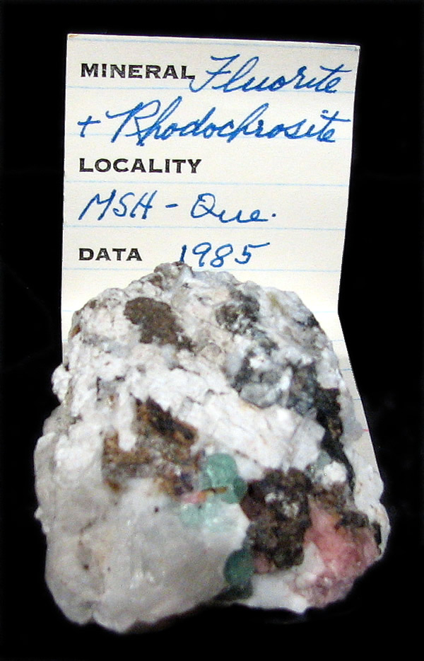 Fluorite and Rhodochrosite, Mont Saint-Hilaire, Québec, Canada ex Ron Waddell