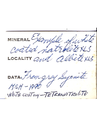 Tetranatrolite (now called Gonnardite), Poudrette Quarry, Mont Saint-Hilaire, Rouville RCM, Montérégie, Québec, Canada