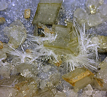 Strontianite and Siderite, Poudrette Quarry, Mont Saint-Hilaire, Rouville RCM, Montérégie, Québec, Canada