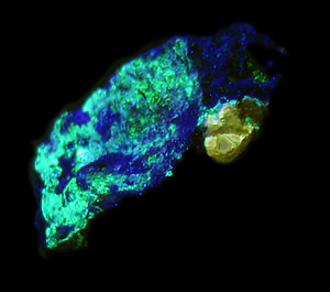 Vlasovite and Gittensite (Type Locality), Kipawa Alkaline Complex, Sheffield Lake, Villedieu Township Témiscamingue Co., Québec, Canada in SWUV