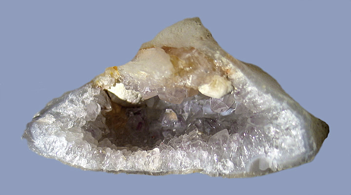 Botryoidal Fluorite on Amethyst in Geode, Mahodari, Nasik District, Maharashtra, India