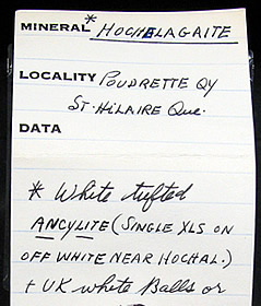 Hochelagaite, Ancylite, Mont Saint-Hilaire, QuÃ©bec, Canada ex Ron Waddell