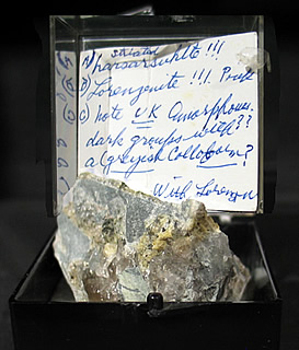 Lorenzenite with Narsarsukite and Unknown, Poudrette Quarry, Mont Saint-Hilaire, Rouville RCM, Montérégie, Québec, Canada